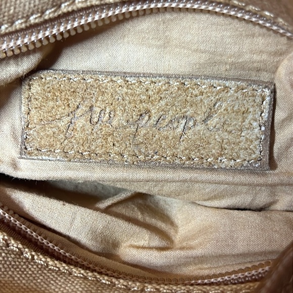 FREE PEOPLE Joni Crossbody Canvas Suede Bag Yellow Distressed Adjustable Purse - Picture 9 of 10